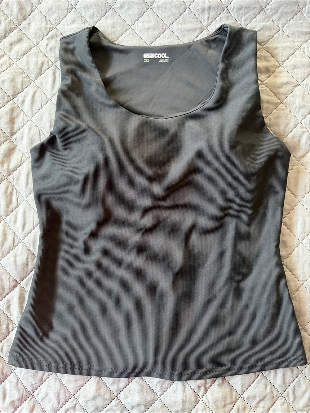 Women’s Black Ribbed Scoop Tank Top by COOL
